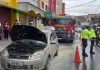 Bombeiros combatem incêndio em veículo em Avenida