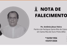 Corpo Pe.Antônio Jésus Vieira será sepultado às 16 hs no Cemitério de Santa Rita de Ouro Preto